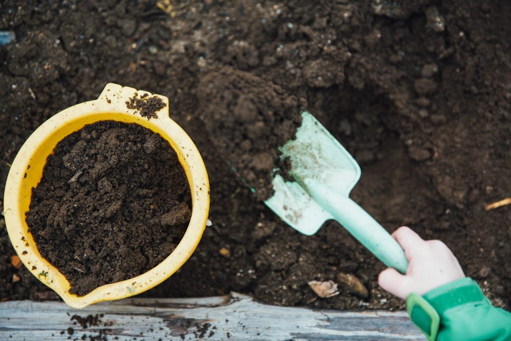 green garden shovel - Organic DIY Compost Bin