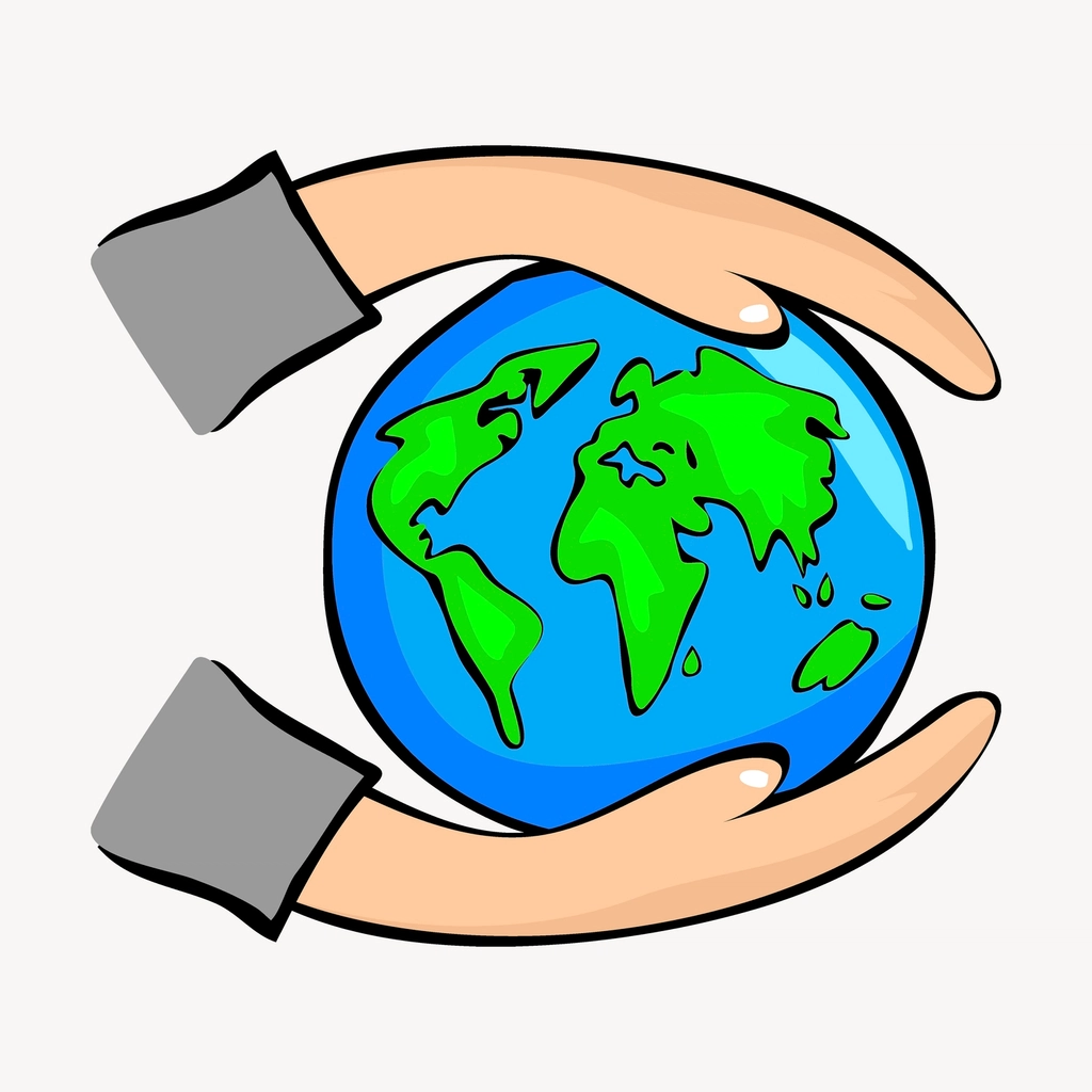 Hand cupping globe clipart, environment