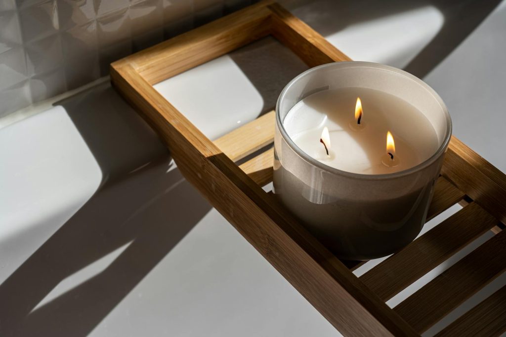 Photo Of Candle On Wooden Tray - zero waste candle